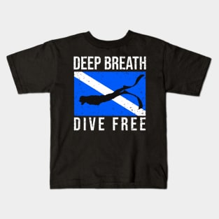 Diver, Apnea Diving, No Limit Freediving Kids T-Shirt